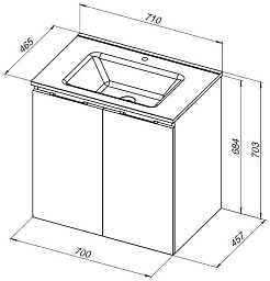Aquanet Мебель для ванной Алвита New 70 2 дверцы подвесная дуб веллингтон белый – фотография-15